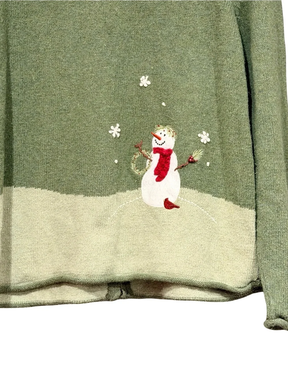 Croft And Barrow Vintage Y2K Snowman Scene Full Zip Cardigan Teachercore